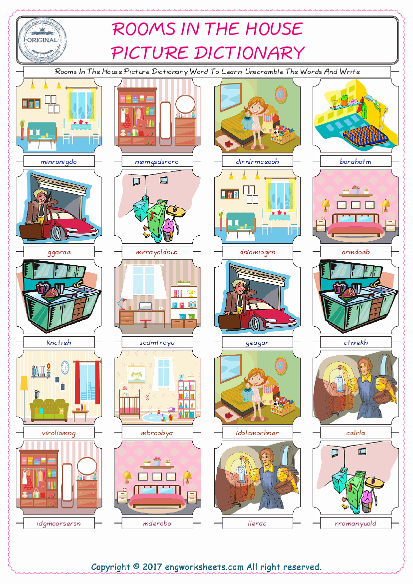  Rooms In The House ESL Worksheets For kids, the exercise worksheet of finding the words given complexly and supplying the correct one. 